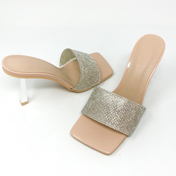 NEW $78 Nasty Gal Truffle Collection Diamonte Rhinestone Square Toe Mules 5.5 - Picture 4 of 11